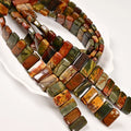 Bulk Black Color Red Creek Picture Aqua Terra Jasper Double Drill Rectangle Bangle Diy Beads Bracelet Jewelry Making GIC