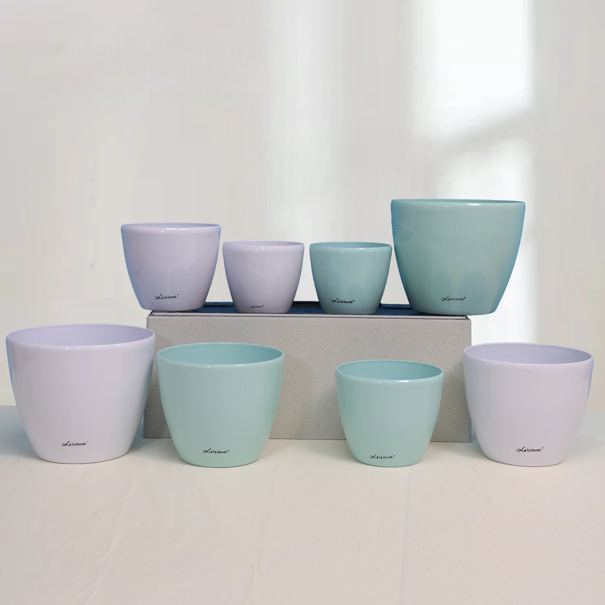 White Plastic Resin Modern Planter Pots for Everyday Outdoor Garden Decor HG-0812-1 Succulents Orchid Home Use for