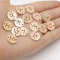 13MM Double Hole Round Hollow English Letter Pendant 18K Gold Mirror Stainless Steel DIY Accessories Pendant