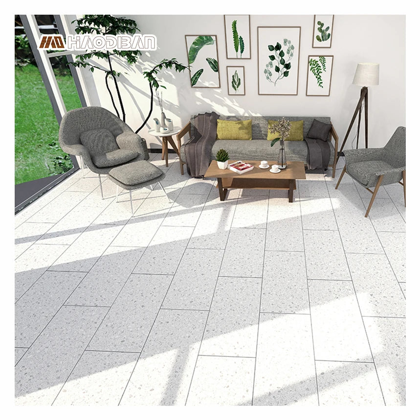 Modern Interlocking Click PVC SPC 6mm 8mm Gloss White Stone Effect Waterproof Indoor Sheet Flooring for Villa