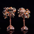 Natural Colorful Crystals Money Tree with Clear Quartz Pyramid Base for Home Office Decor Luck Money Tree
