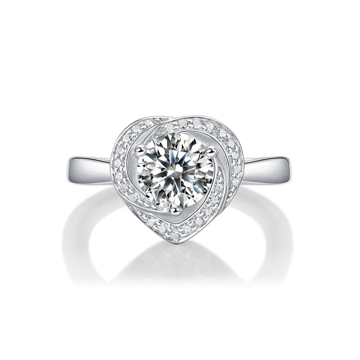 Factory Supply 925 Sterling Silver Moissanite Diamond Engagement Ring for Women