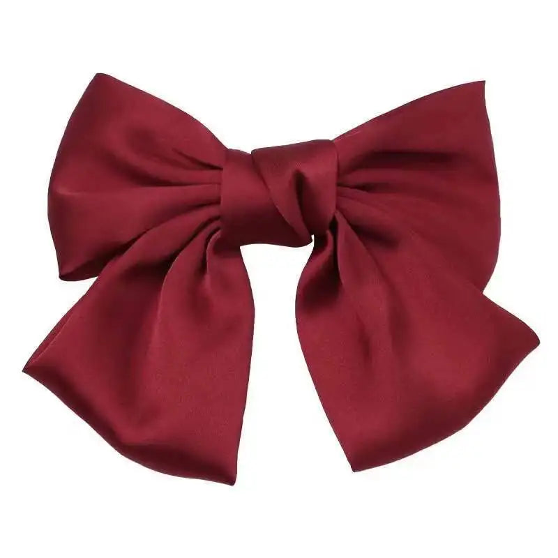 Korean Big Satin Solid Ribbon French Barrette Large Soft Silky Hair Bow Clip Hair Accessories for Little Teen Toddler Girls