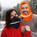 Custom logo Winter Thermal Reflective Fleece Balaclava Mask Adjustable Full Face Mask Earflaps Beanie Hat for Men Women