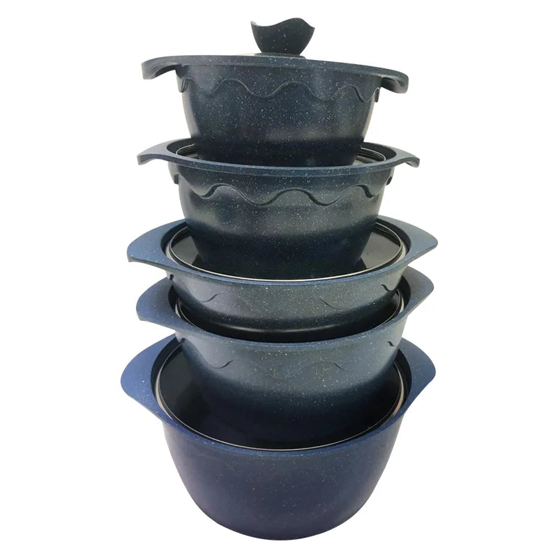 Wholesale Frigideira Antiaderente 10PCS Non Stick Cookware Set Granite Coating Aluminium Pot Casserole Dish with Lid