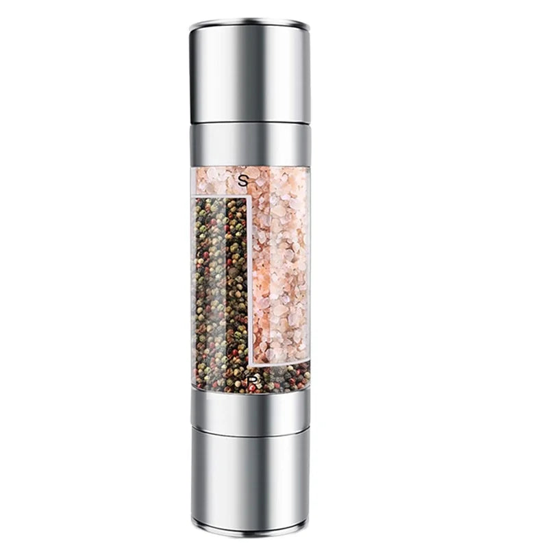 Hot Sale Mini Dual Herb Spice Salt and Pepper Shakers Grinder Set 2 in 1 Stainless Steel Manual Salt and Pepper Mill