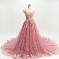 Jancember RL133 Romantic Spaghetti Strap Ball Gown Appliques With Chapel Train Wedding Dress