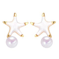 Trendy Sea Shell Starfish Pearl Jewelry Natural Freshwater Pearl Stud Earrings for Women
