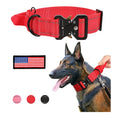 Adjustable Tactical Dog Collar with Quick Release Metal Buckle Solid Reflective Nylon with Personalized Alloy Handle