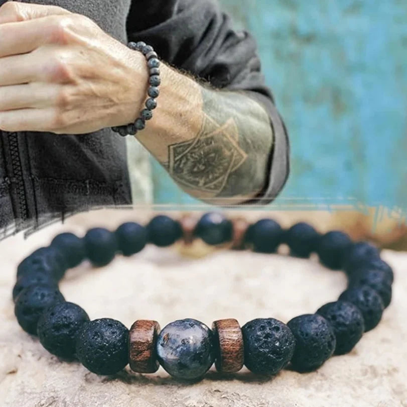 8mm Natural Moonstone Bead Tibetan Buddha Bracelet Men Jewelry Gift Chakra Lava Stone Diffuser Bracelets