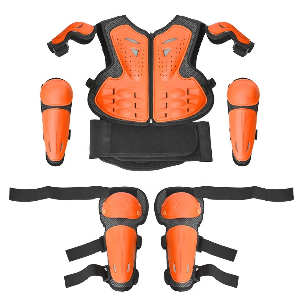 Motorcycle Anti-fall Children Riding Protective Gear Set Off-Road Armor Jacket Knee Pads and Elbow Pads
