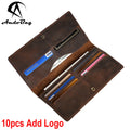 AndoBag Vintage Crazy Horse Leather Long Wallet for Men Genuine Cowhide Card Holder Simple Money Clips 223