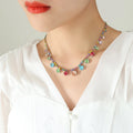2022 Fashion New Texture Light Luxury Design Copper Plated 18K Gold Colorful Rhinestones Retro Temperament Choker  Necklace