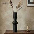 Merlin Living Modern Glaze Black Ceramic Vase Thin Tall Lighthouse Shape Unique Home Decor for Flowers Tabletop Vase