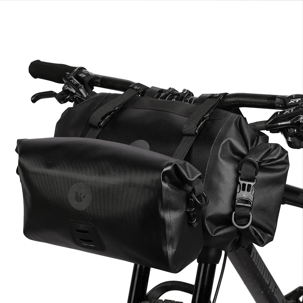 Rhinowalk Waterproof Handlebar Bags Set 12L Bikepacking Bags Front 2 Dry Packs for MTB Road Bicycles Bike Packing Accessories