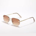 2022 Gradient Rimless Luxury Men Vintage Custom Designed Metal Women Irregular Square Rectangle Rimless Sunglasses for Unisex