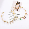 Valentine Gift Gemstone Bracelet Tarnish Free 18K Gold PVD Stainless Steel Pendant Bangle Colorful Oblong Ziron Charm Bracelet