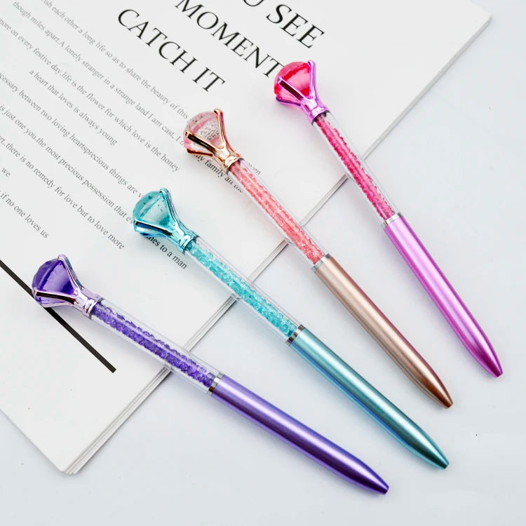 New Promotional Artificial Diamond Crystal Decoration 1.0MM Gift Ball Point Ballpoint Pen