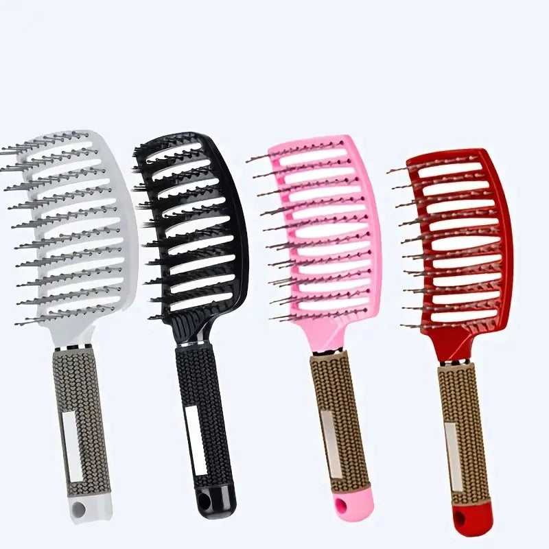 New Design 2026 Big Hollow Curved Comb Straight Hair Curly Hair Massage Ribs Comb Wig Smooth Plastic Comb for Salon