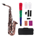 Muslady High Grade Red Bronze Bent Eb Alto Saxophone E-flat Sax Carved Pattern Woodwind Instrument with Carry Case Gloves Cleani
