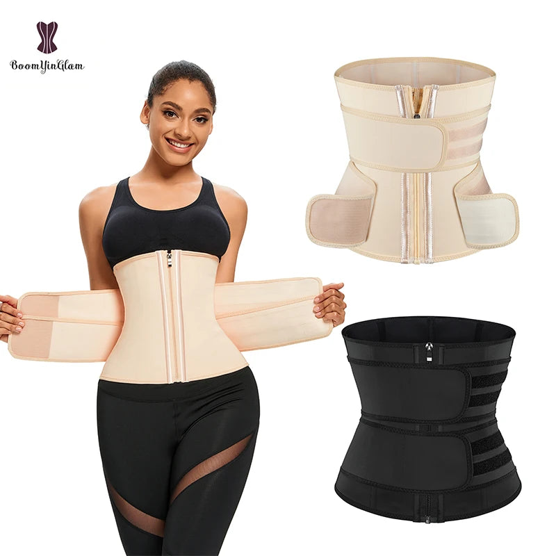 Black Nuder Color Fajas Colombianas Waistband Front Zipper Hook Adjustable Belt Underbust Corset 9 Robs Waist Trainer for Women