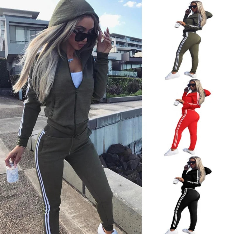 Womens 2 Piece Sets Sportswear 2023 Zipper Tracksuit Women Tracksuit Two Piece Set Casual Sport Suit Female