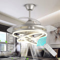 Modern Crystal Ceiling Fan for Bedroom Retractable Blades with LED Light Remote Control