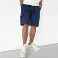 RNSHANGER Leisure Solid Color Sports Shorts for Men Summer Korean Fashion Casual Drawstring Cargo Shorts with Pocket