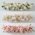 Wholesale Wedding Decoration Flower Row Artificial Pink White Purple Rose Flower Table Runner Flower