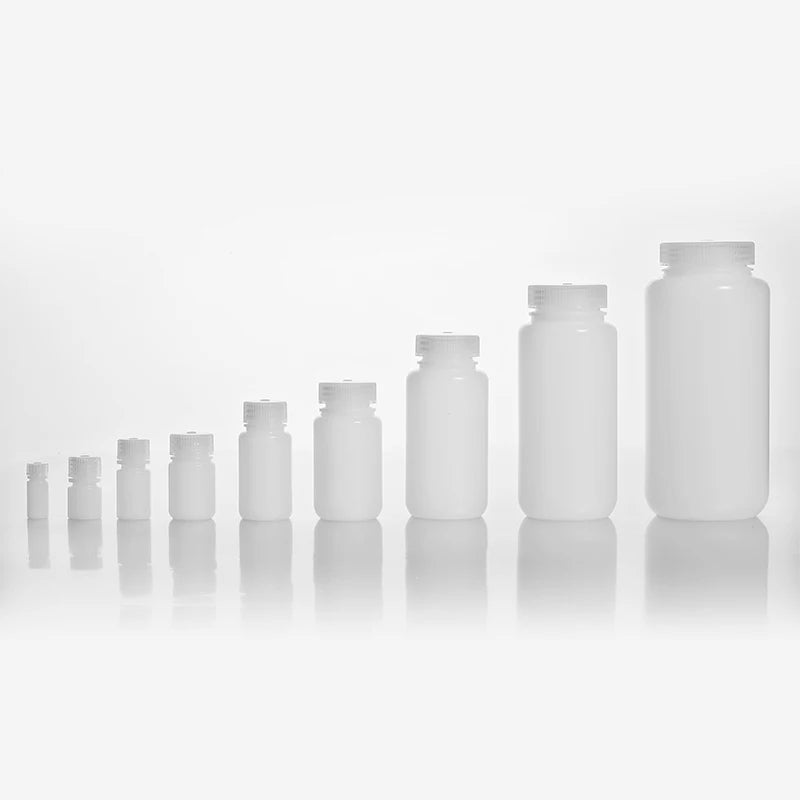 Factory Supply 4ml-1000ml Cylindrical HDPE Wide-Mouth Leak Proof Reagent Bottles with Screw Cap for Chemical Use