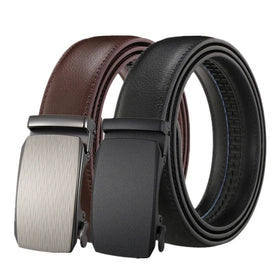 LQbelt Men's Ratchet Automatic Buckle Belt Smooth Surface Design Genuine Leather Belts for Male Custom Logo Wholesale Factory