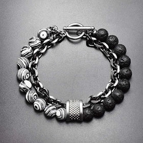 Ready to Ship Handmade Bracelet 21CM Couple Stainless Steel Bracelet Stone Bracelets for Men