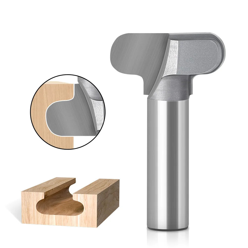 1/2 Inch 12mm Shank Carbide Woodworking Round Corner T-Slotting Router Bits for Furniture Hidden Handle Wood CNC Machine Cutter
