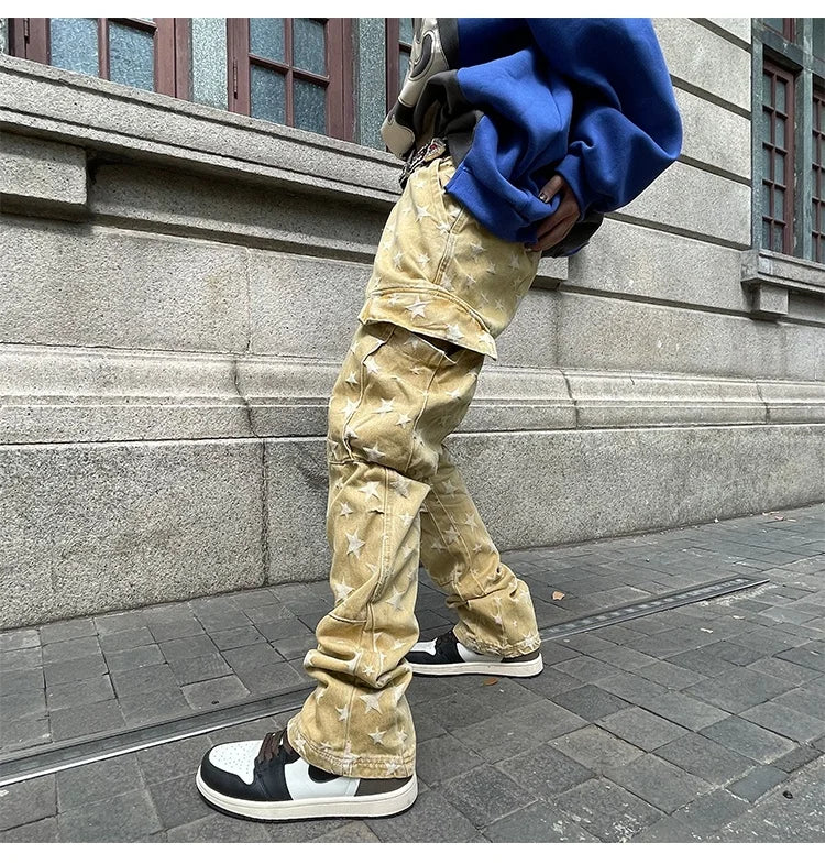 Custom Label Trousers for Men Drop Ship Boys Men Street Wear Stock Flare Jeans Men