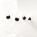 925 Sterling Silver Small Simple Black Ceramic Personality Women Cat/ Triangle/ Star Shape Stud Earrings New Fashion 2022