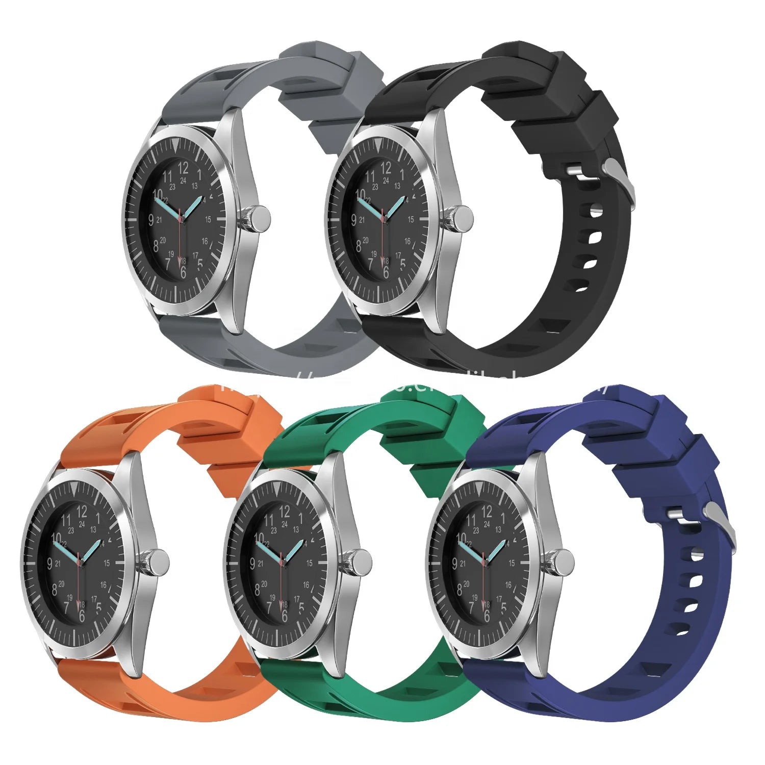 Manufacture 20mm 22mm Watchband Charm Watch Strap Sport Silicone Bracelet Belt Watch Accessories Rubber Strap