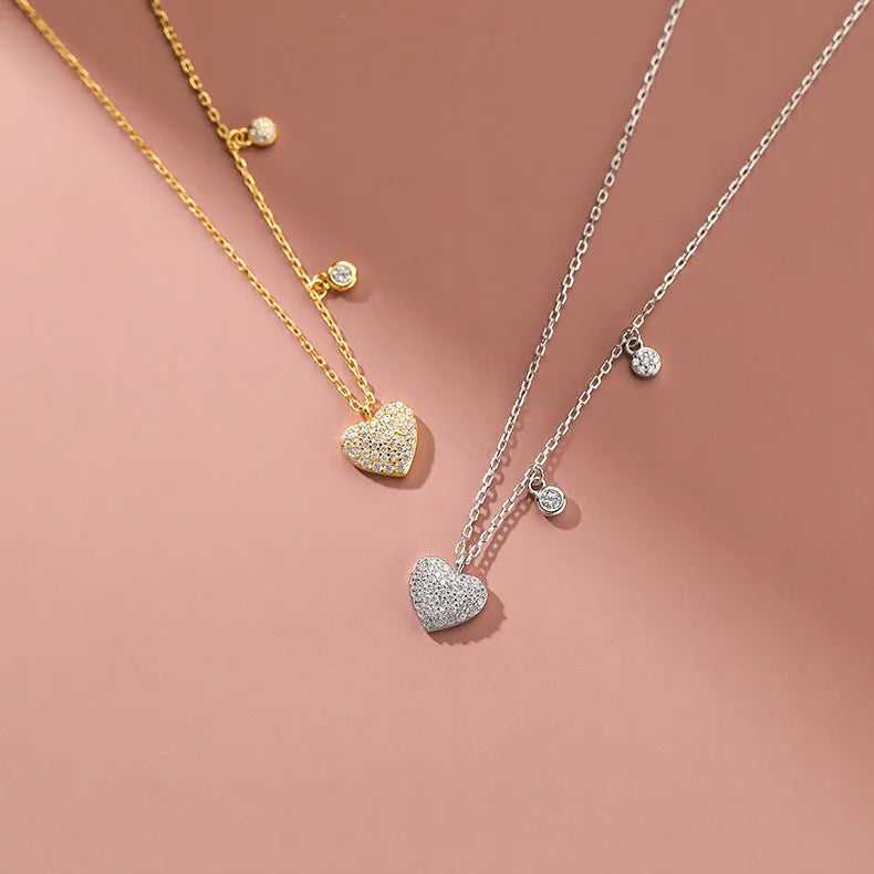 Minimalist Rhinestone Heart Pendant Necklace Cross Chain Choker Necklace S925 Necklace for Women