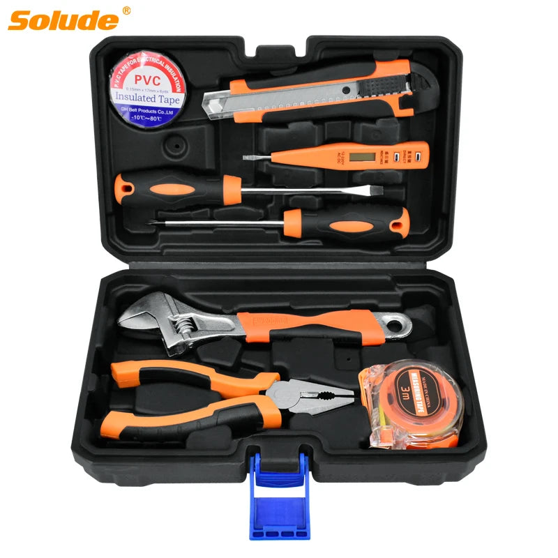 SOLUDE 8PCS Hot Selling Workshop Household Combo Package Wrench Repair Tool Kit Box