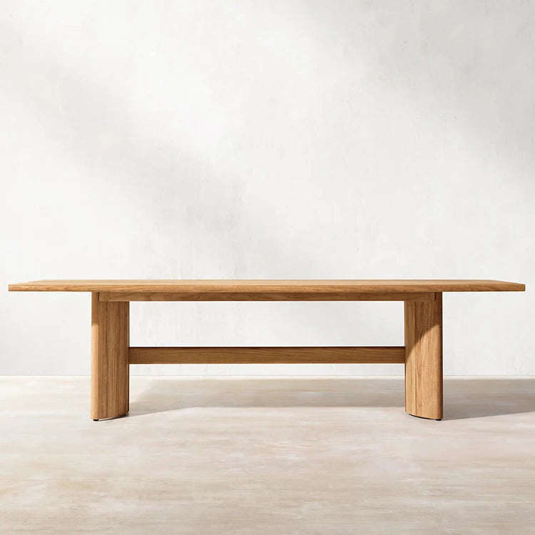 Modern Villa & Hotel Use Teak Wood Outdoor Dining Table Set with 6/8 Seats Contemporary Design