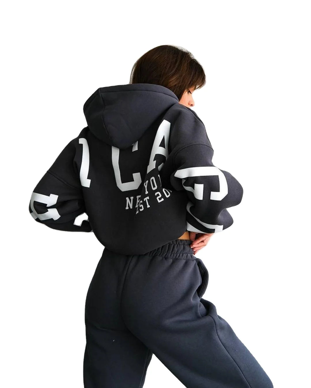 2023 New Fashion Loose Casual Set Printed Thickened Versatile Long Sleeve Sports Set Sweater Yoga Set Women