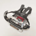 304X Alloy Exercise Bike Pedals Heavy Duty Alloy Anti-slip Pedal with Toe Clips and SPD Cleats