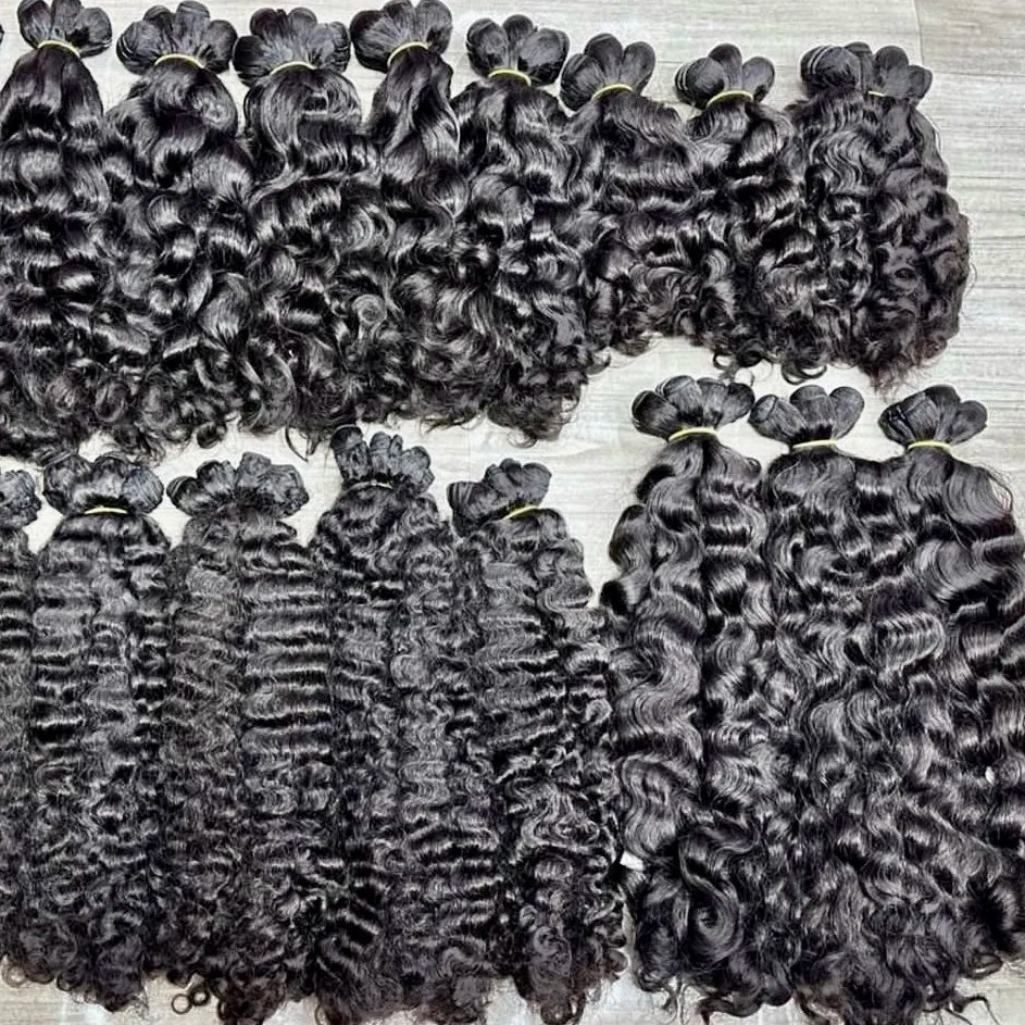 Factory Price Raw Human Cambodian Wavy Bundles  Raw Natural Curly Indian Curly Hair Burmese Curly Human Hair Extension Dropship