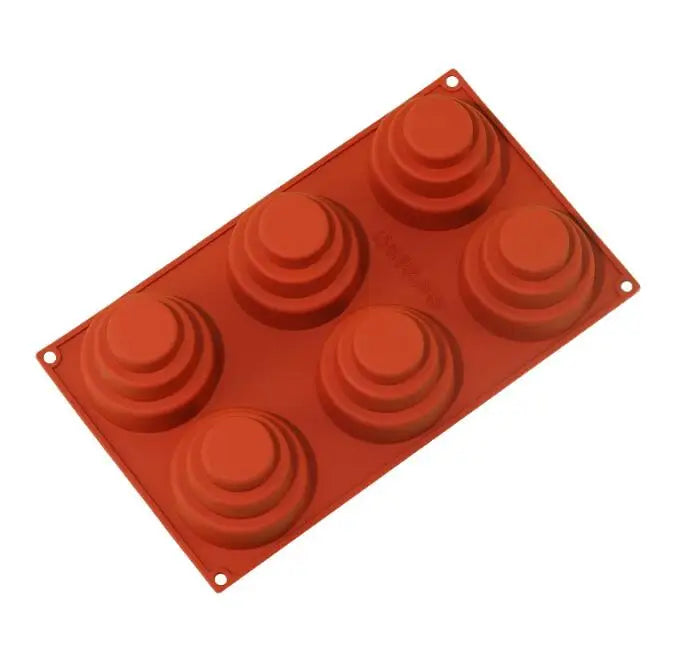 HY 6 Cavities Mini 3 Tier Cake Silicone Pan for DIY Round Cupcake Pudding Cookie