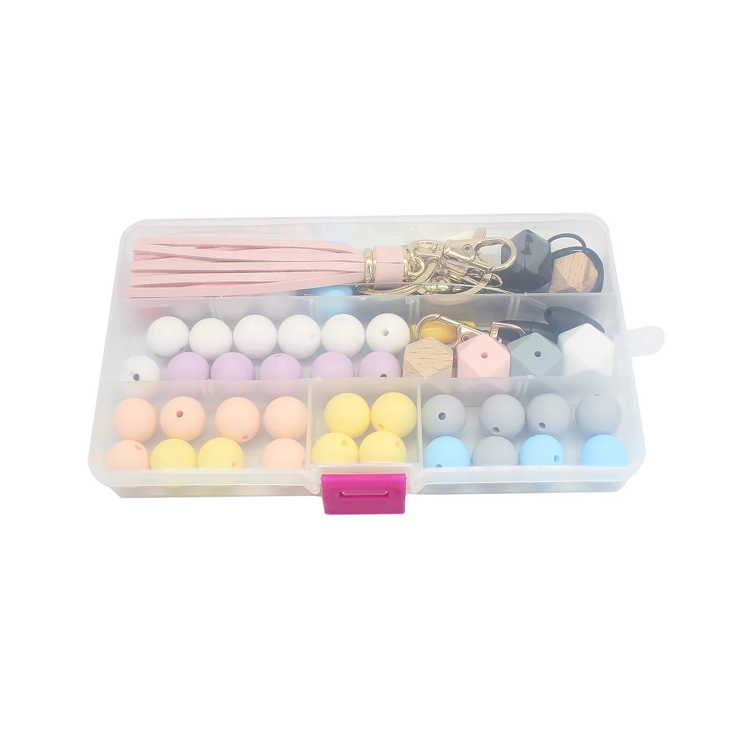 Hot Sell Silicone Beads Bracelet DIY Loose Beads With Rope Tassel Set Handmade Silicone Beads Bracelet Keychain