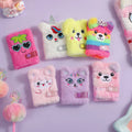School Kids Fluffy Diary Cartoon Cute Pocket Size Mini Small Plush Notebook for Girls