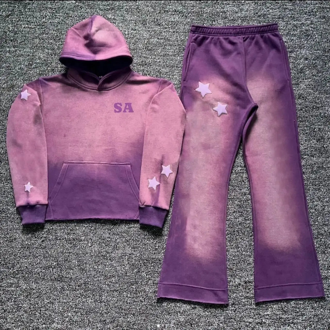 DCY Custom Clothing Manufacturers 2 Pc Unisex Jogger Sets100% Cotton Plain Hoodie SetFlared Joggers Tracksuit
