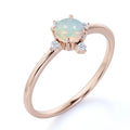 Silver Natural Opal Jewelry Rose Gold Plated in 925 Sterling Silver Natural Opal Ring for Women Engagement Wedding Ring