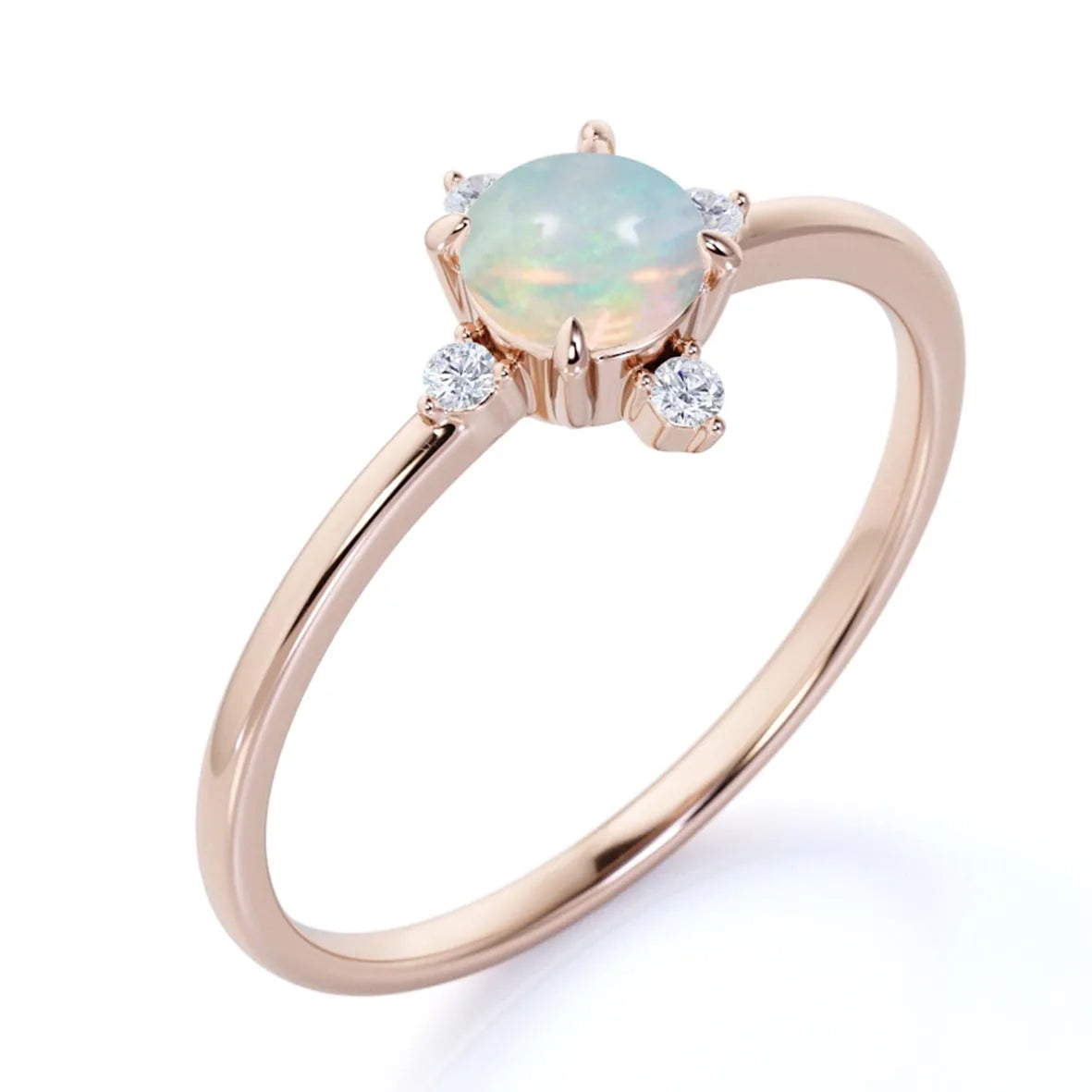 Silver Natural Opal Jewelry Rose Gold Plated in 925 Sterling Silver Natural Opal Ring for Women Engagement Wedding Ring