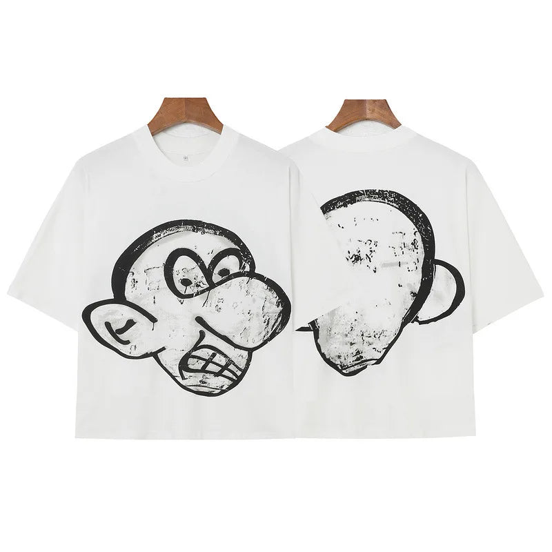 Crop Boxy Fit Tee Cartoon Parody Printed Loose Round Neck Fashion High Street Graphic Short Sleeves Graphic Mens T Shirt