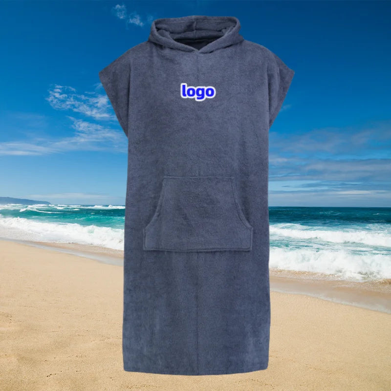 Hooded Poncho Towel Adult Kitesurf Changing Robe Cotton Beach Poncho Towel